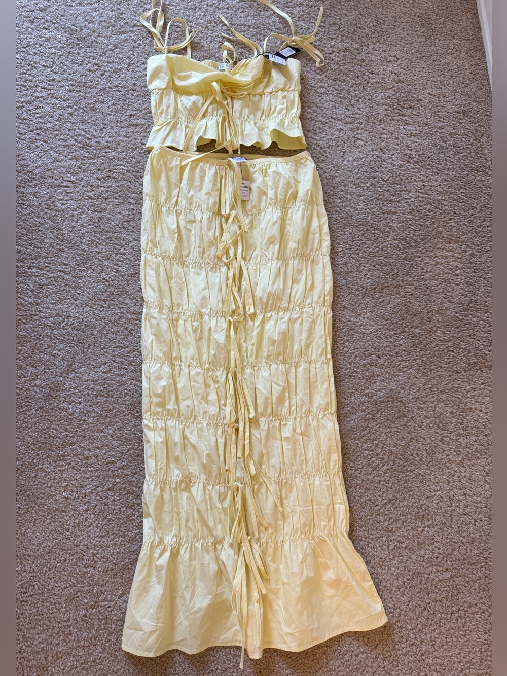 Sweet Essence Fashion Nova Yellow Maxi Dress Two-Piece Set M - Picture 5 of 6